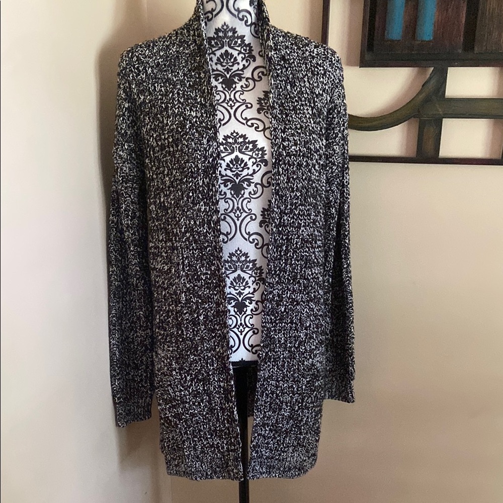Mavi Black and White Cardigan Sweater Chunky Knit